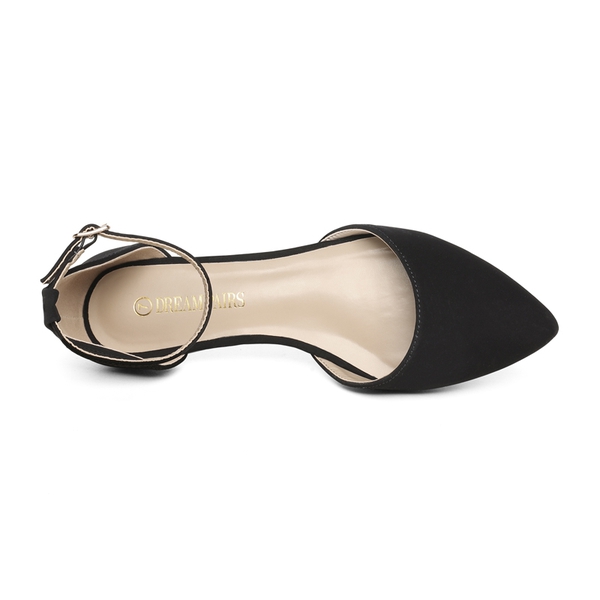 Ankle Strap Ballerina Flats - BLACK NUBUCK - 4